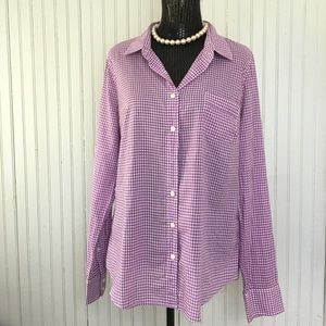Purple Gingham button-up shirt in “perfect fit”